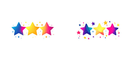 Colorful star decor isolated set on transparent background