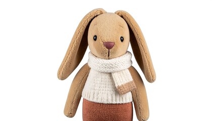 Cute plush bunny toy with white background.