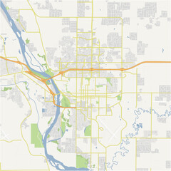 Fototapeta premium Map of Bismarck in North Dakota in a normal road map style. Contains layered vector with roads water, parks, etc.