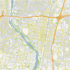 Map of Albuquerque Center in New Mexico in a normal road map style. Contains layered vector with roads water, parks, etc.