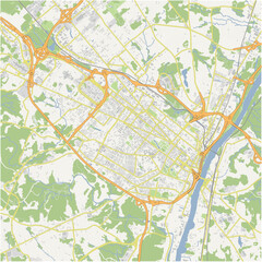 Map of Albany in New York in a normal road map style. Contains layered vector with roads water, parks, etc.