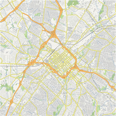 Map of Charlotte Center in North Carolina in a normal road map style. Contains layered vector with roads water, parks, etc.