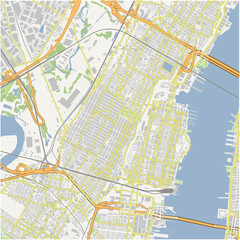 Fototapeta premium Map of Hoboken in New Jersey in a normal road map style. Contains layered vector with roads water, parks, etc.