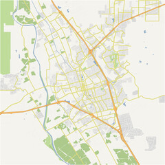 Naklejka premium Map of Las Cruces in New Mexico in a normal road map style. Contains layered vector with roads water, parks, etc.