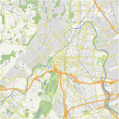 Map of Paterson in New Jersey in a normal road map style. Contains layered vector with roads water, parks, etc.