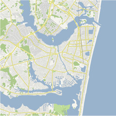 Obraz premium Map of Point Pleasant in New Jersey in a normal road map style. Contains layered vector with roads water, parks, etc.