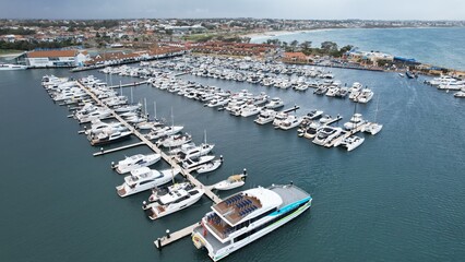Hillarys, Australia – June 3, 2025: Aerial View of The Hillarys Boat Harbour of Perth CBD