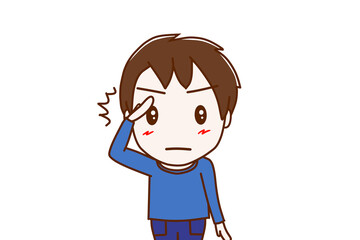 （上半身正面）キリッとした顔で敬礼して姿勢を正して了解する少年