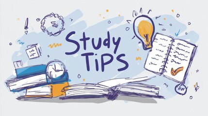 Effective Study Tips for Success During Exam Preparation With Clear Icons and Organized Layout Offering Practical Advice for Students