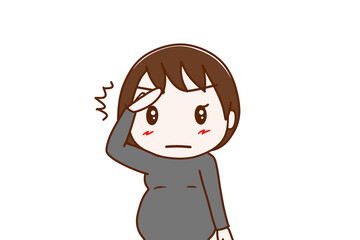 （上半身正面）キリッとした顔で敬礼して姿勢を正して了解する妊婦