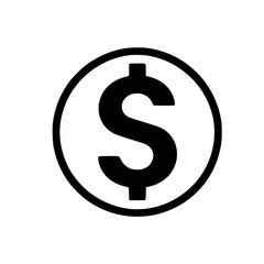 Minimal Black Line Dollar Sign Icon for Finance and Economy