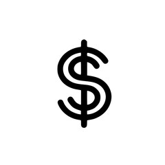 Minimal Black Line Dollar Sign Icon for Finance and Economy