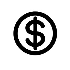 Minimal Black Line Dollar Sign Icon for Finance and Economy