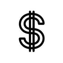 Minimal Black Line Dollar Sign Icon for Finance and Economy