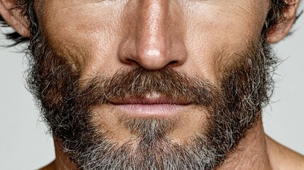 Portrait of a Handsome Man with a Well-Groomed Beard Isolated on White Background – Stylish Male Model with Facial Hair, Copy Space