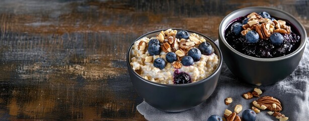 Blueberry and nut topped oatmeal