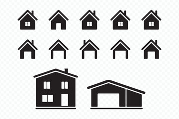 Home Outline Symbols Building and Real Estate Illustrations Vector