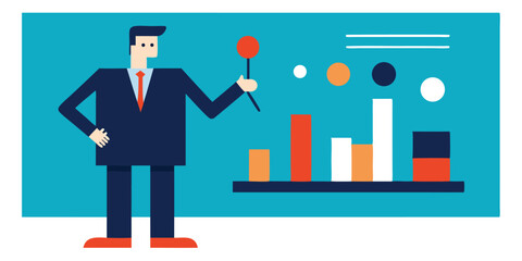 Businessman presenting data graph chart statistics analysis