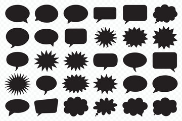 Communication Chat Bubbles and Burst Shapes Graphic Set Vector
