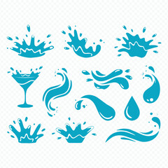 Various Blue Water Drops And Abstract Fluid Shapes Vector