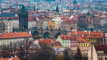 Gloomy autumn weather in gothic Prague
