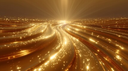 Radiant Golden Flow with Sparkling Streams
