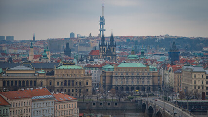 Obraz premium Gloomy autumn weather in gothic Prague