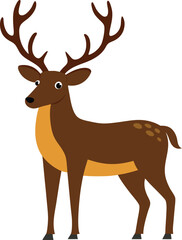 Wild Reindeer Grazing In Nature.