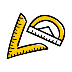 Back to School Math Tools Icon: Ruler, Protractor, Geometry Supplies for Education & Learning. Perfect for Students, Teachers & Classroom Graphics.