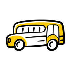 Yellow School Bus Icon: Student Transportation, Back to School & Education. Ideal for Kids' Commute, Safety & Academic Journey Graphics.