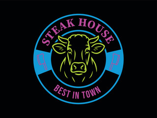 logo neon cow steak house