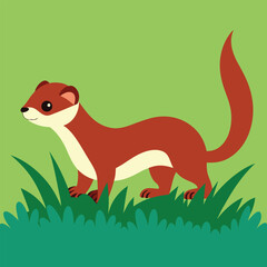 Wild Weasel Moving Through Greenery.