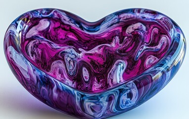 Heart-shaped bowl, vibrant swirling colors