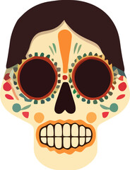 Vector isolated illustration of decorated human skull. Day of the Dead.