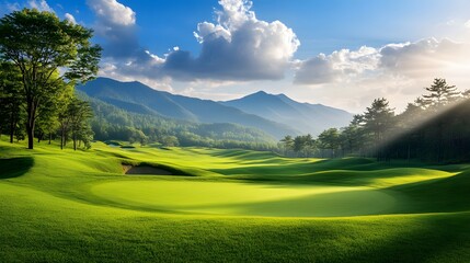 wide nature landscape golf banner background