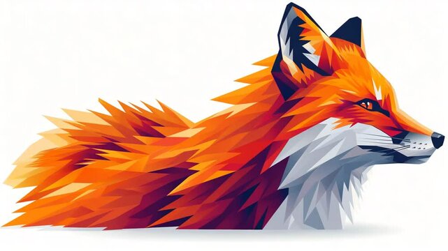 Low poly fox illustration pattern in orange and white for graphic design projects