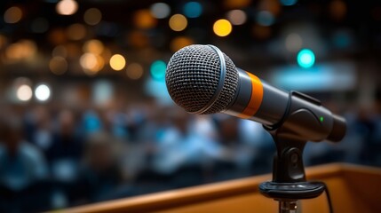 Microphone on Podium for Public Speech