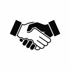 Naklejka premium Handshake Icon - Solid Black Business Agreement and Partnership Symbol 