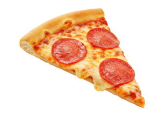 Delicious pepperoni pizza slice on a clean background, perfect for food advertising