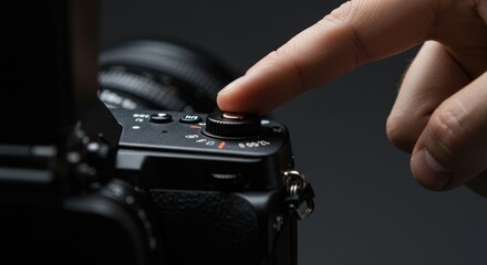 Hand adjusting camera control dial