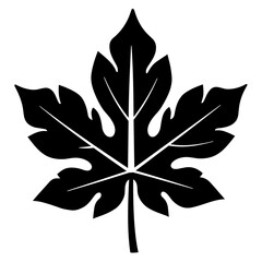 Fototapeta premium Black silhouette of papaya leaf on white background