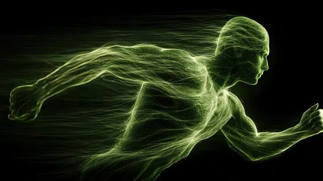 Futuristic digital athlete in energy motion, Futuristic energy runner with digital energy trails and digital energy dynamics for digital energy visualization, digital energy

futuristic runner,
