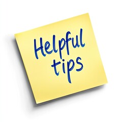 Yellow sticky note with the words "Helpful tips" in blue script