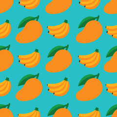 Blue Bold Mango Banana Repeat Design