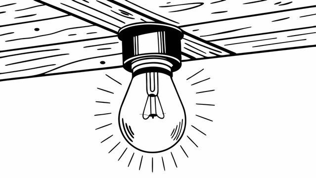 Vintage Black and White creating warm ambiance, Vintage glowing light bub on wooden ceiling,