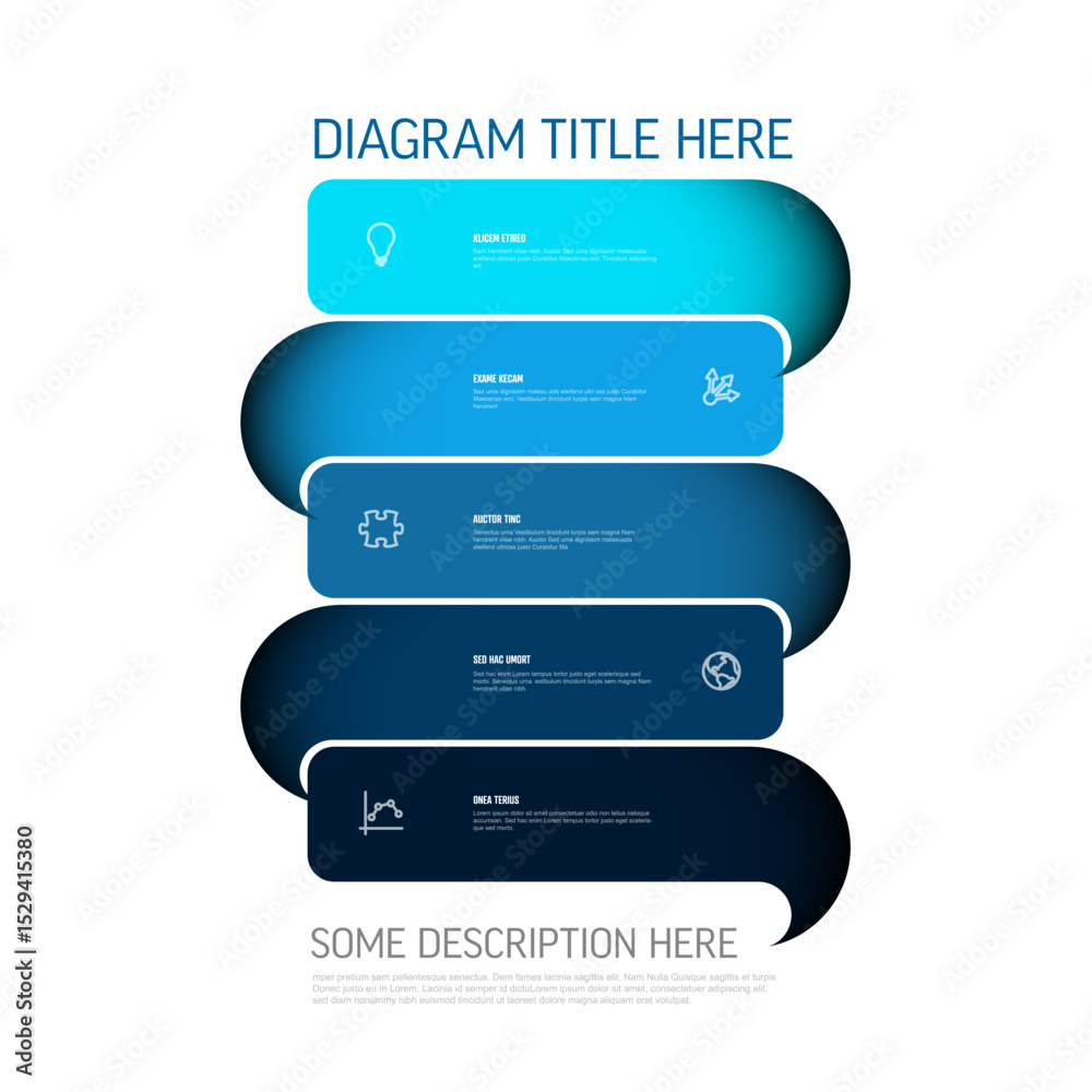 Poster create an effective vertical diagram showing five steps in a process. this modern design is a perfec