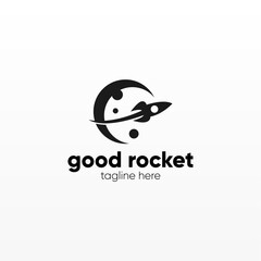 Rocket space craft logo design concept template