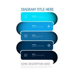 Obraz premium Create an effective vertical diagram showing five steps in a process. This modern design is a perfect business presentation template for your list of steps or a vertical diagram chart.