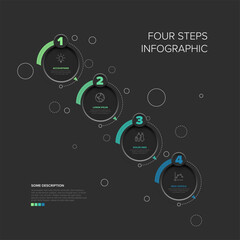 Professional vector infographic template with four steps, a modern infographic design element. This four steps design is perfect for presentations or reports outlining sequential steps or options.