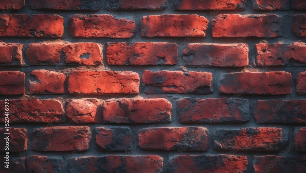 Aufkleber An old red brick wall, showing the texture and detail of its construction. The pattern of the bricks and the subtle shadows create a sense of depth and character